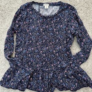 Crewcuts J.Crew Girl’s Blue Floral Top with back ruffles size 10